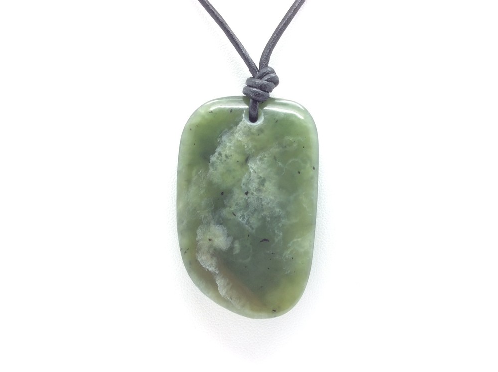 Siberian Jade Pendant Green Nephrite Jade Pebble Necklace Siberia #23
