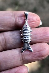 Artisan Crafted 925 Sterling Silver FISH Pendant Machli Matasya Oxidized