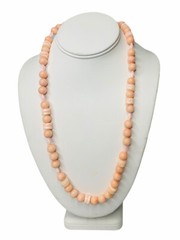 Vintage Womens Karla Jordan Peach Pastel Glass Bead Necklace 24″ Long