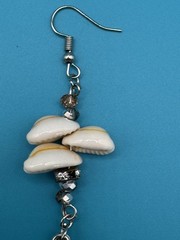Artisan Made Silver Tone Shell Crystal Seahorse Dangle Earrings