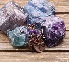 Lepidolite and Copper Dragonfly Drop Earrings