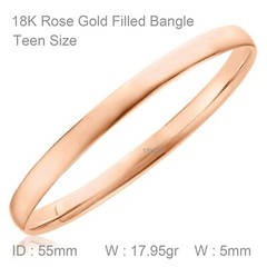 Bracelets Real 18k Rose Gold Filled Solid Flat 5mm Cuff Teen Size 55mm Bangle