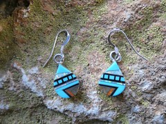 Tear Drop Turquoise Gemstone Fire Opal Earrings Sterling Silver 925 NEW AC82