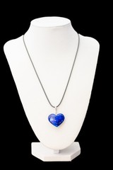 Handcrafted Natural Afghan Lapis Lazuli Heart Pendant Necklace with Silver Bail