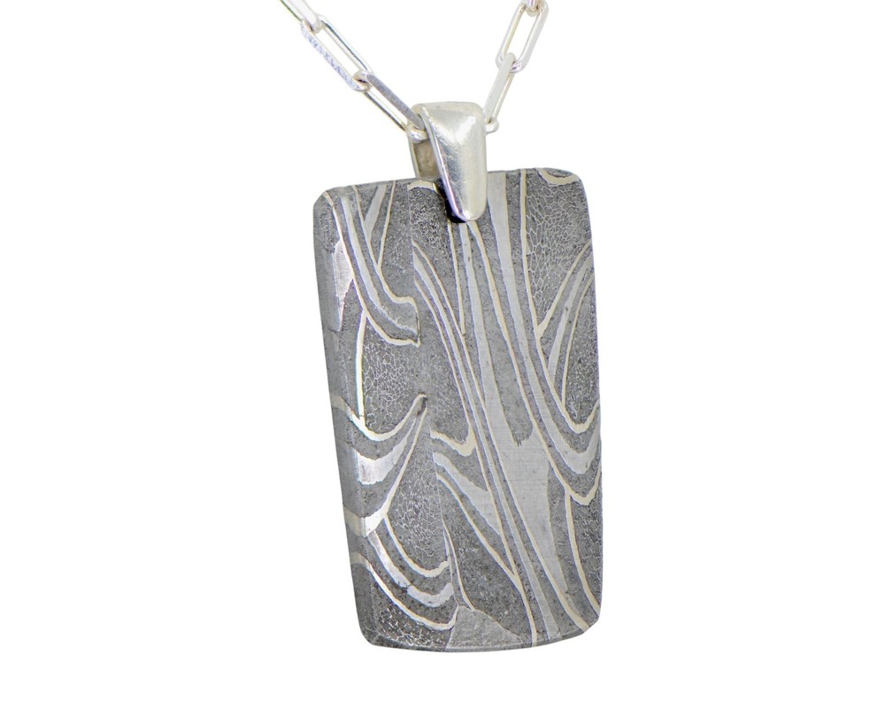 Meteorite Damascus Pendant I Sterling Silver Necklace – TOP METEORITE Jewelry