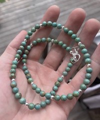Genuine Turquoise Bead Necklace 20” 925 S-Hook clasp and beads 19g