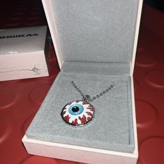 MISHKA MNWKA “ Keep watch” 19in necklace w/pendant. Platinum style