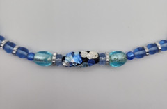 Artisan Glass Foil Beads with German Glass Beads Necklace 17 3/4″ w/o Closures