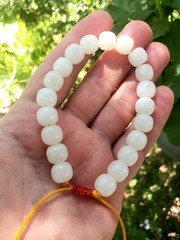 Beautiful Genuine White Mutton Fat Hetian Jade Nephrite 10mm Beads Bracelet