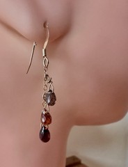 Faceted Gemstone Briolette Gold Filled Dangle Earrings Garnet Topaz Quartz