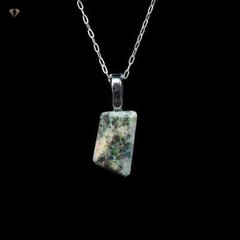 Boulder Opal Necklace- Trapezoid Shape on Bail, 1.4mm Oval Flat 16″ .925 Sterlin