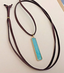 NEW Amazonite Sundance Charm Necklace leather cord handmade artisan jewelry