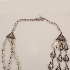 Oxidized Silver Plated Tribal Layered Necklace, Boho Statement Bib Necklace