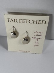 NEW Vintage FAR FETCHED Blank Rectangle Tab EARRINGS .925 Sterling Silver NWT