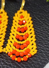 Beautiful Orange Zcech Glass Seed Beads Earrings