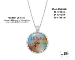 Love Quote Middle of my Chaos Word Art Silver Jewelry Necklace Set