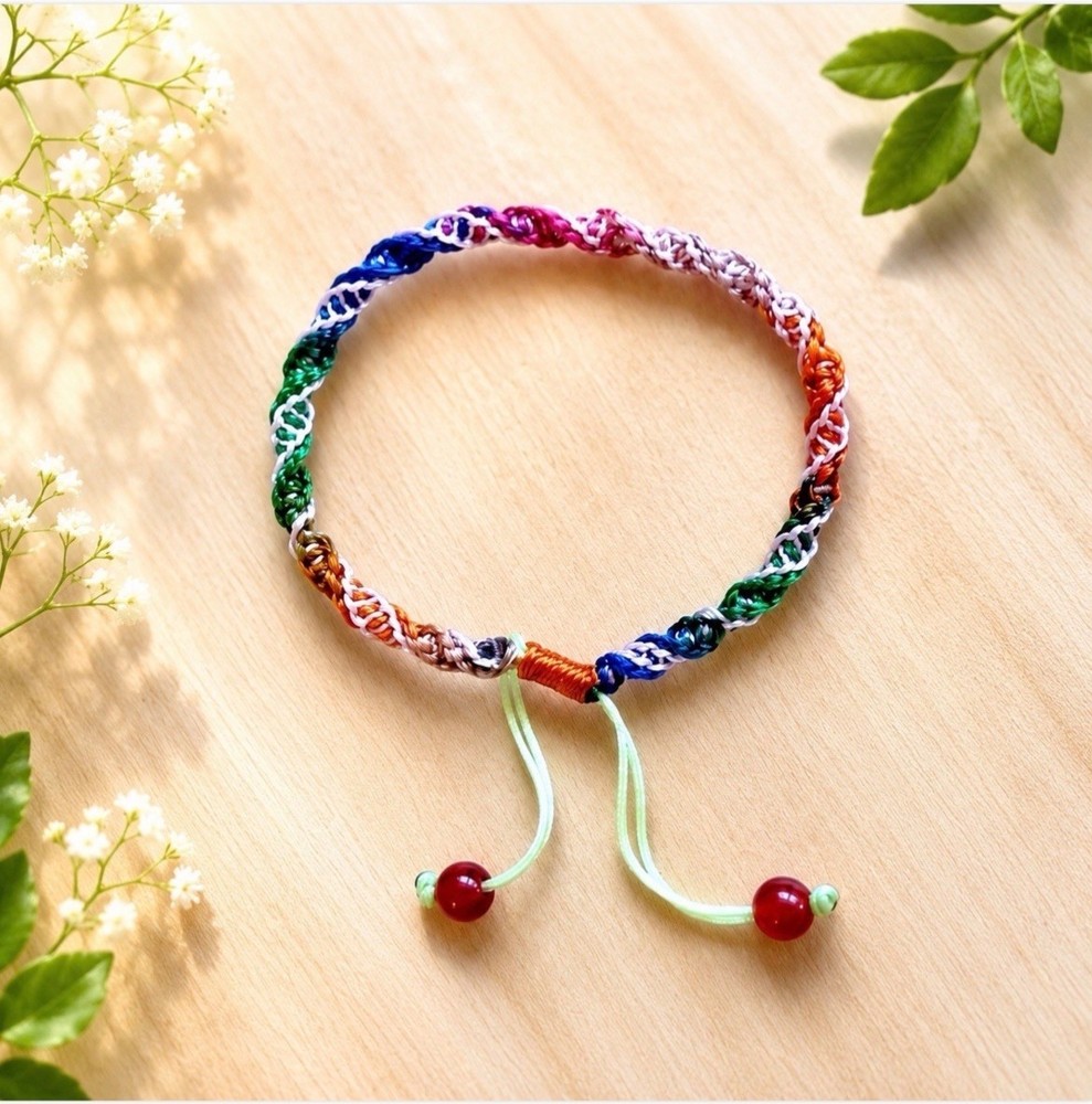 Hand Braided Multi Color Gradient Bracelet