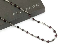 SILPADA Sterling Silver Faceted GARNET Fancy Beaded Station Necklace~#N1053