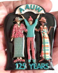 Vintage Woman Pin Designs By Lucinda AAUW 125 Years Anniversary Brooch 3 Women