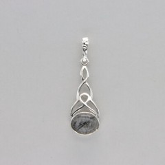 Oval Square / Rectangle RUTILATED QUARTZ Celtic Pendant 925 STERLING SILVER #3e