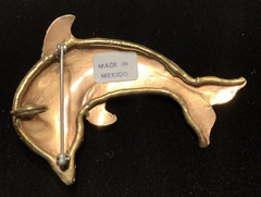Artisan Copper Dolphin Brooch Pin Pendant Coastal Nautical Mexico