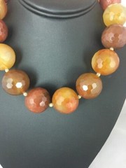 24mm Bold Faceted Carnelian Gold Filled Beads Necklace 17″ | Navajo | 3693