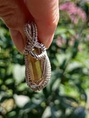Citrine Crystal Pendant Sterling silver handcrafted amulet elegant necklace