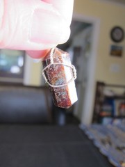 Beautiful reddish/brown crystal pendant wire wrapped 17″ chain necklace