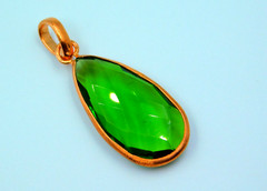 Handmade Copper Designer Omega Bezel Pendant With Faceted Hydro Peridot Quartz