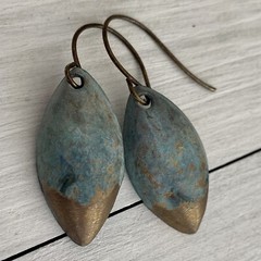 Min Favorit Brass Patina Charm Artisan Earrings Salvaged Handcrafted Pieces