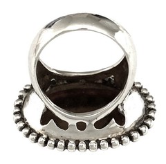WHITNEY KELLY Sterling Silver Bead Accent Oval CARVED TIGER’S EYE Dome Ring~SZ 6