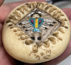Yeicowcho Desert Scrimshaws Bolo Tie Hand Carved Painted Native American Jewelry