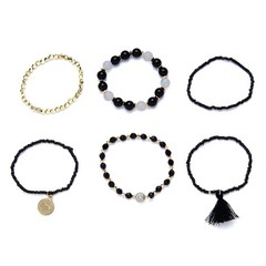 Boho Stackable Beaded Bracelets Set For Women Multilayer Tassel Coin Charm Boho