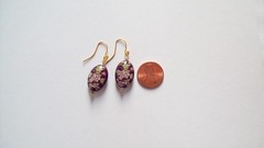 Earrings with Japanese Tensha Vintage Beads on New Gold tone Ear Wires – Purple