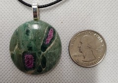 Pretty Ruby In Zoisite Pendant Necklace. Make a Statement! Great Gift!