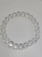 Aura Quartz Natural Gemstone Crystal Bead Stretch Bracelet 8.7mm 16cm