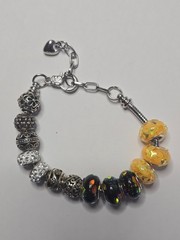 CHARM BRACELET – European Bead on Adj Silver-Tone 7″ Snake Chain with Extender