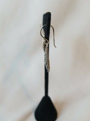 STERLING SILVER MARQUIS SHAPE DANGLING EARRINGS OVERLAY DESIGN – MARKED TB