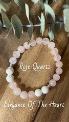 Elegance Of The Heart Rose Quartz White Lava Stone Beaded Bracelet love