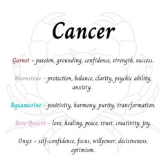 Cancer Necklace Zodiac Pendant Garnet Moonstone Aquamarine Rose Quartz Onyx