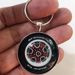 Oldsmobile Cutlass Supreme Burgundy Maroon Rally Wheel BF Goodrich Keychain