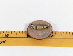 Inga Carlson Artisan Yellow Marbled Copper Round Brooch Pin