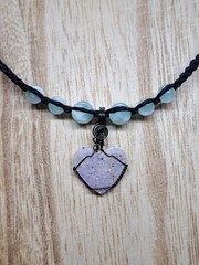 Louisiana Opal Heart Hemp Necklace With Green Moonstone Beads