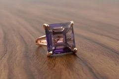 Amethyst Ring Anemone Jewelry Square Cut 14k Rose Gold Filled Statement
