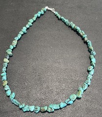 Hubei Turquoise 17” Choker/Necklace (blue/green) 17.75g Hook Clasp Dainty