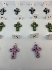 Murano Glass Millefiori Cross Necklace 925 Silver Bail Plated Chain (MC01)