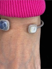 Silpada Sterling Silver lupus & pearl gemstone Cuff Bracelet