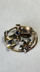 Vintage 12k Gold Filled In Sterling Silver Flower Design Brooch-pin