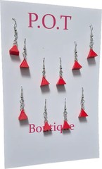 Red Triangle Dangle Earrings/5 Pairs/Eclectic Fashion/Jewelry/Streetwear/Edgy