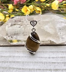 Natural Tigers Eye Marquise Pendant Necklace: 925 Sterling Silver Snake Chain